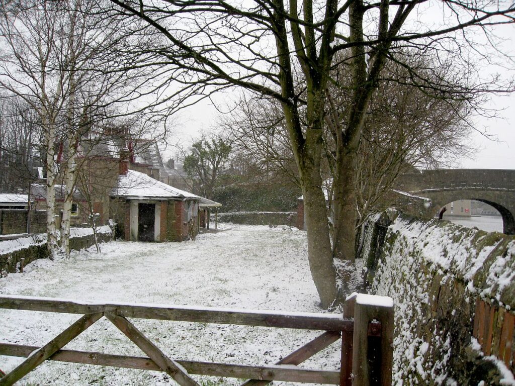 The triangle covered in snow