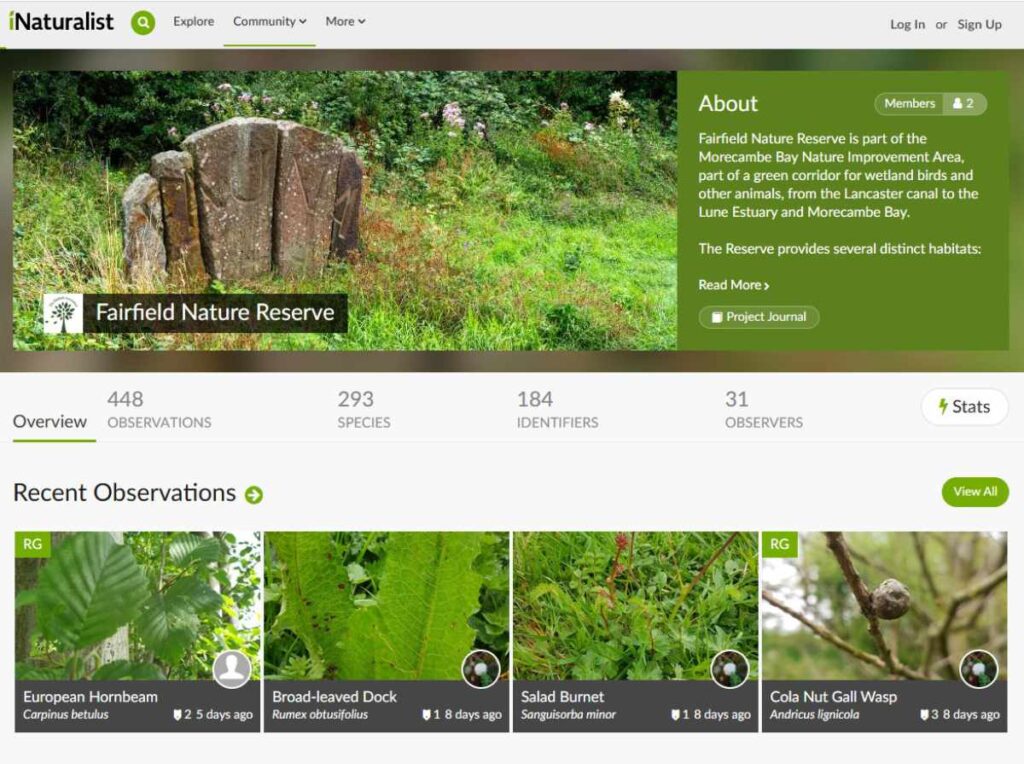Fairfield Nature Reserve iNaturalist project