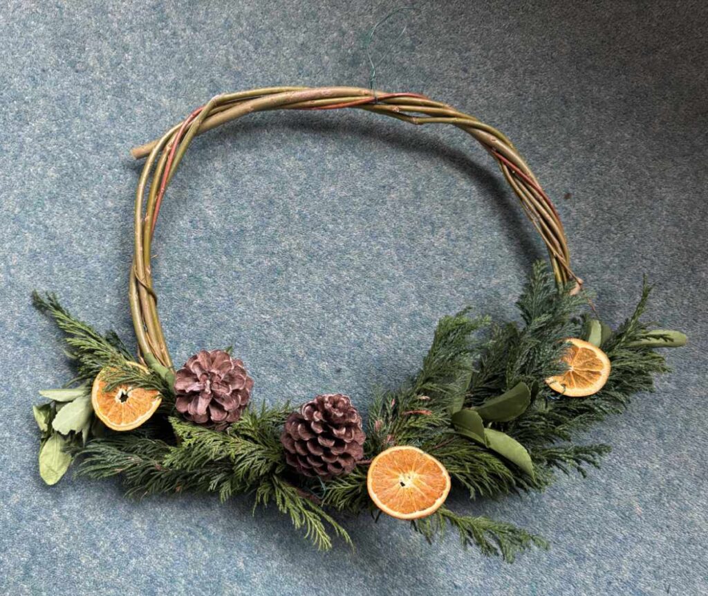 Handmade wreath to hang on front door