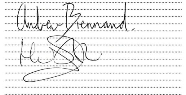 Signatures of Andrew Brennand and Hilary Short